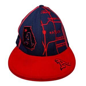 Atlanta Map State Pit Bull Hat Cap Red Blue Size Medium Embroidered
